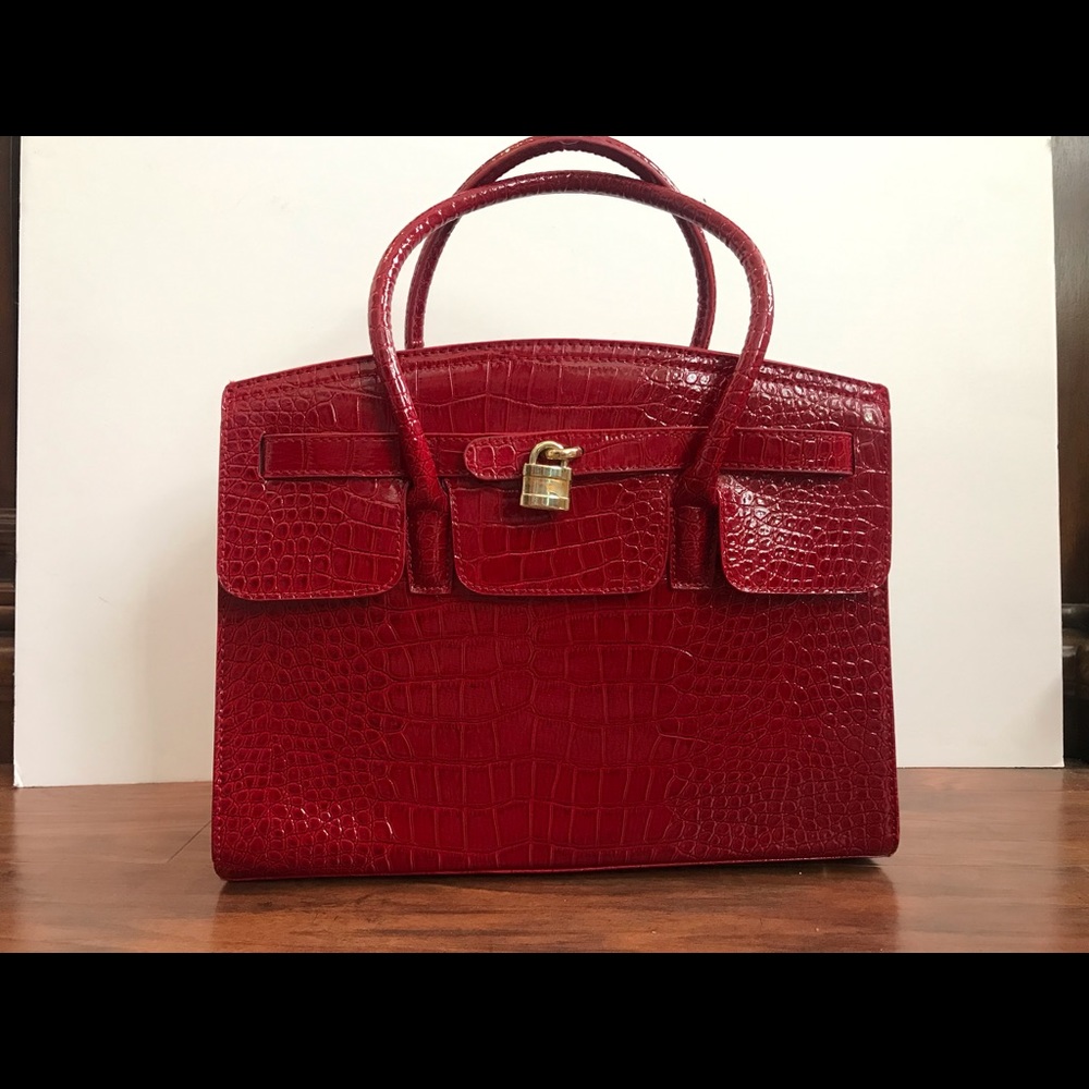 Aldo Red Faux Alligator Purse